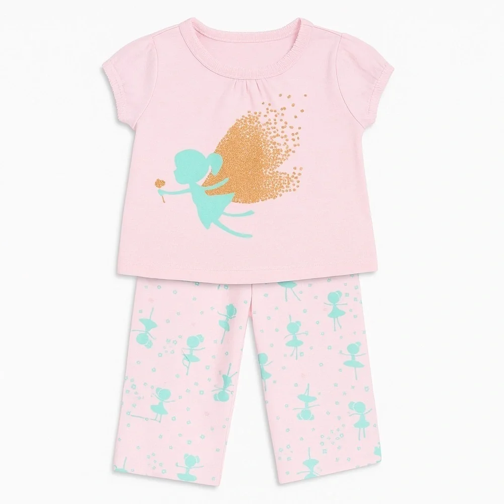 Pink Fairy Graphic Top And Matching Pajama Pants Set
